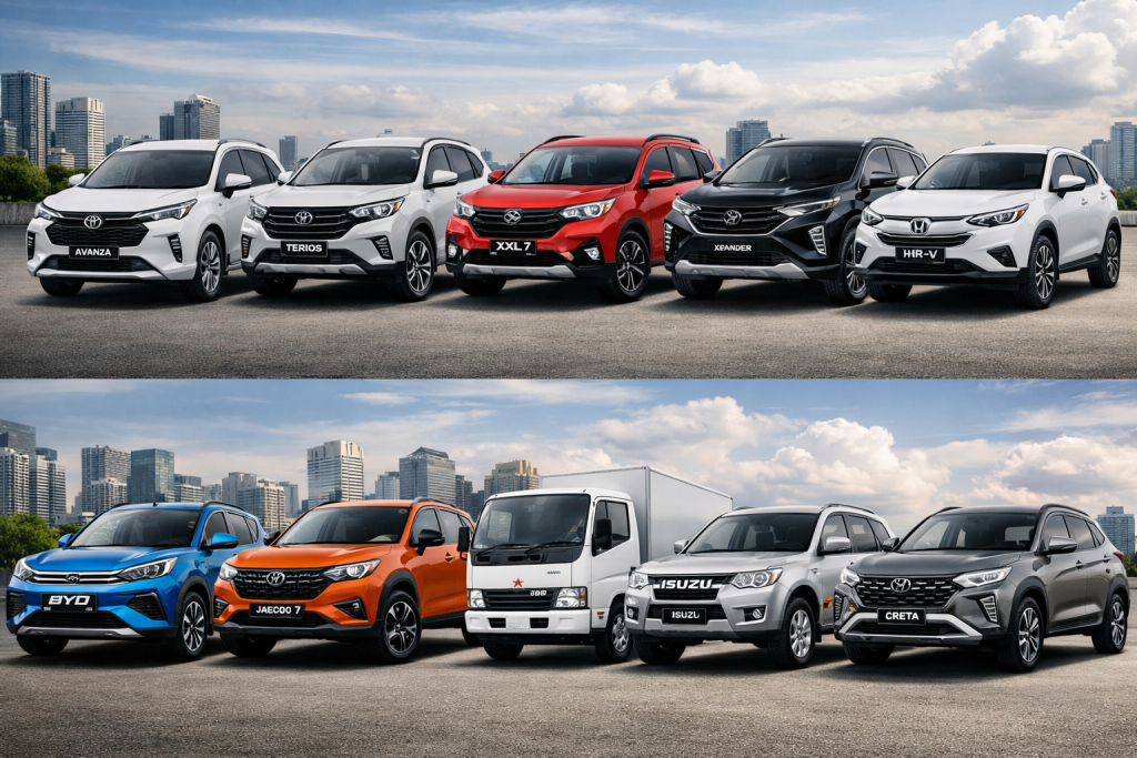 Ilustrasi sepuluh merek mobil terlaris di Indonesia tahun 2026