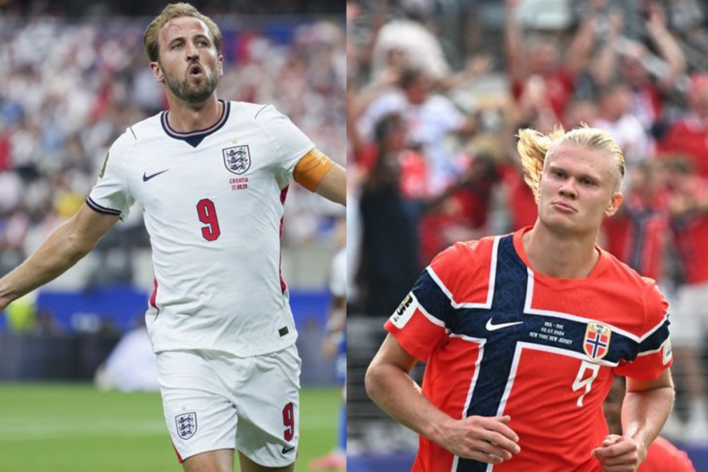 Erling Haaland saat memimpin Norwegia menghadapi Inggris pada laga perempat final Piala Dunia 2026.